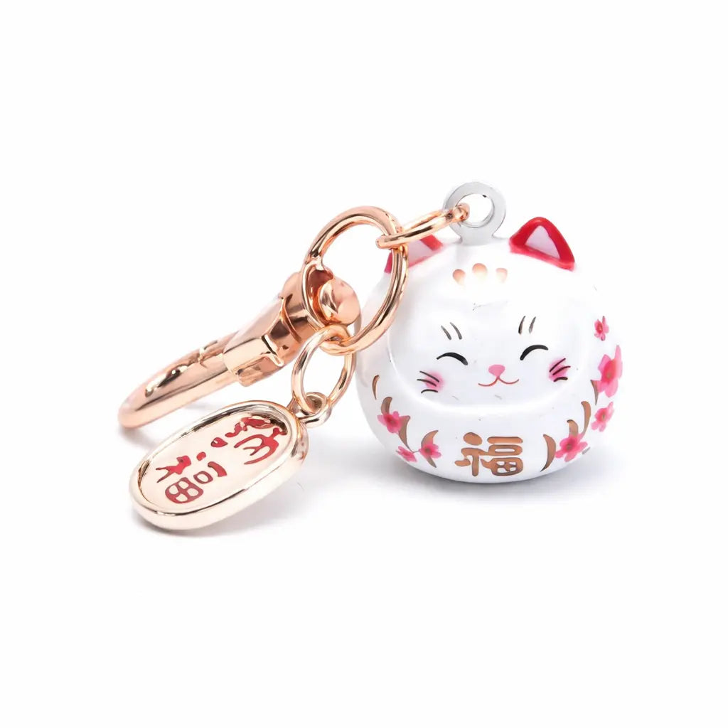 Porte-clés Maneki Neko Blanc Yoka
