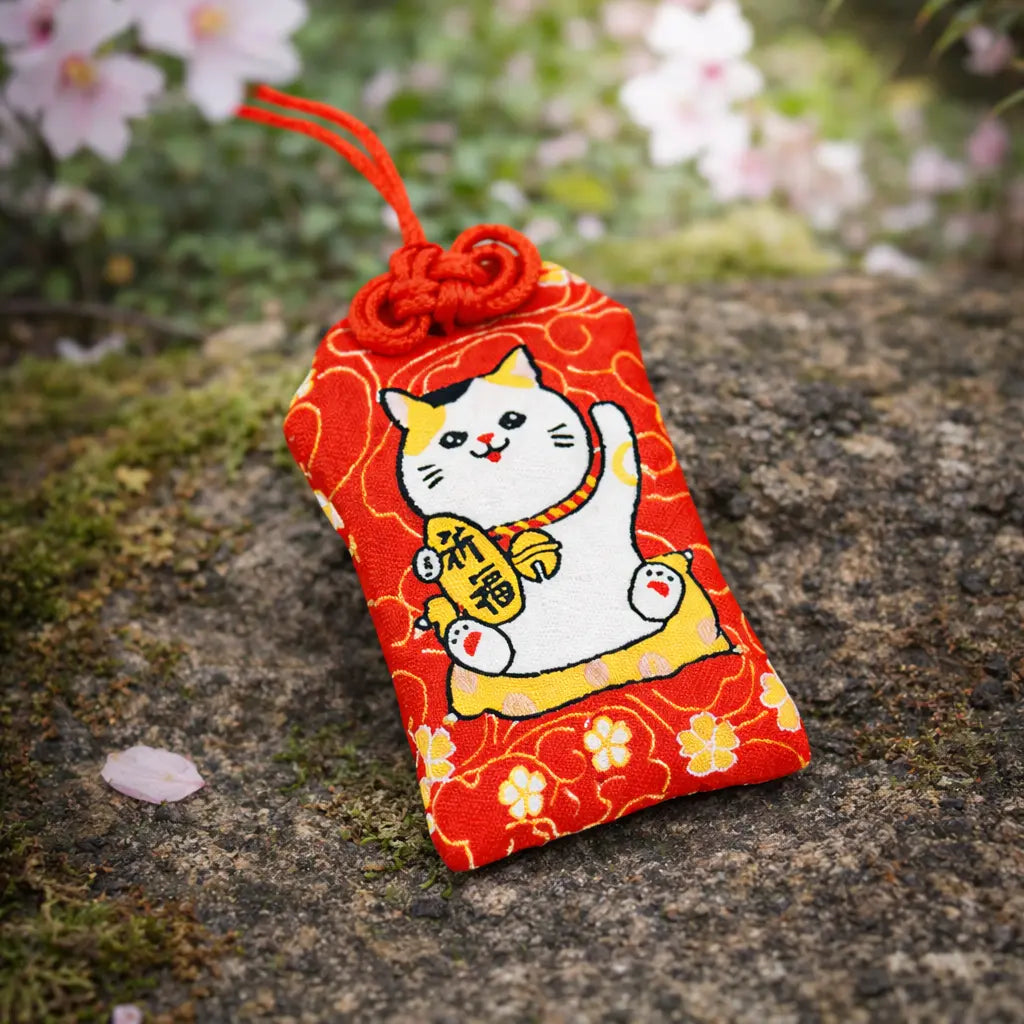 Omamori Chat Porte Bonheur - Rouge Yoka