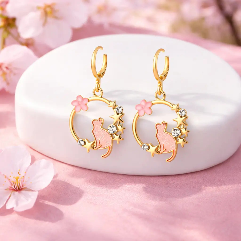 Boucles d'Oreilles Chat Kawaii Yoka