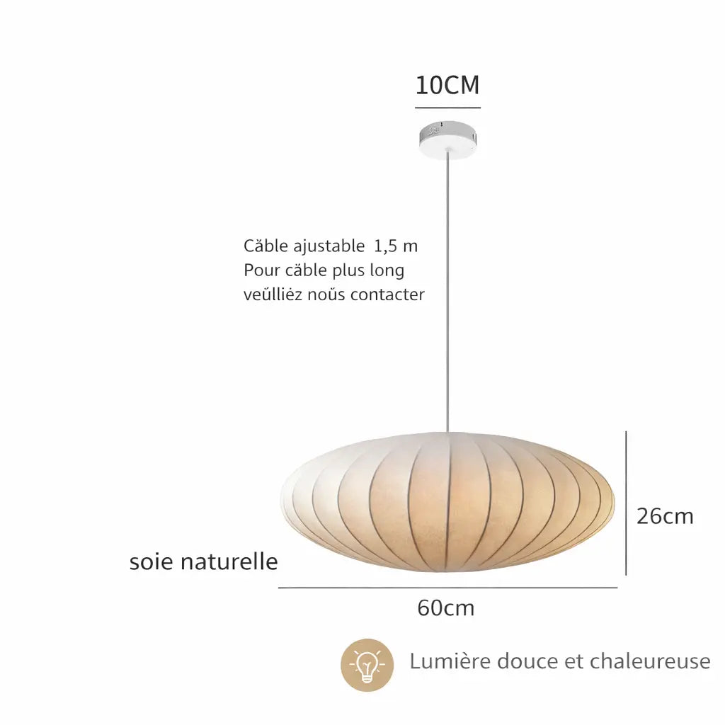 Lampe Japonaise Suspendue en Soie Yoka
