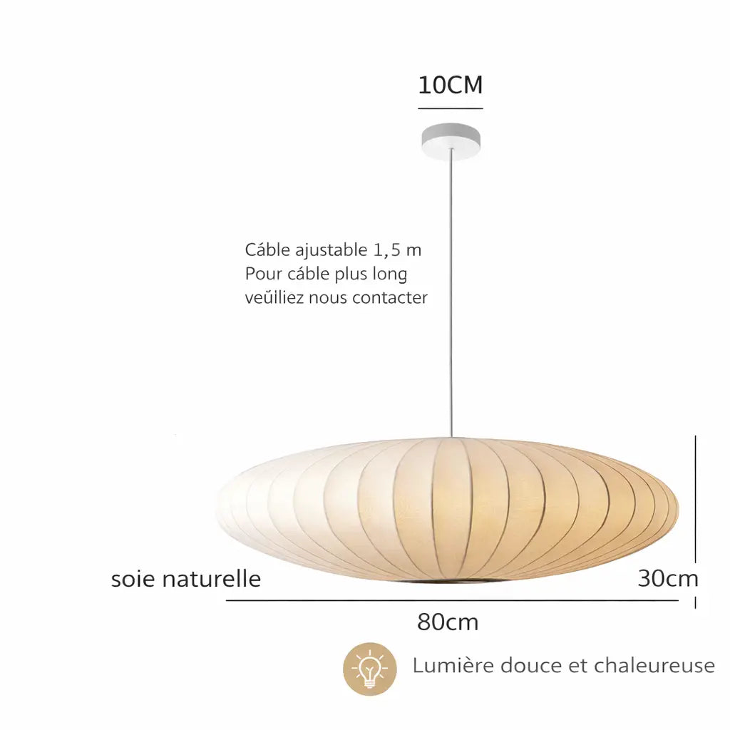 Lampe Japonaise Suspendue en Soie Yoka