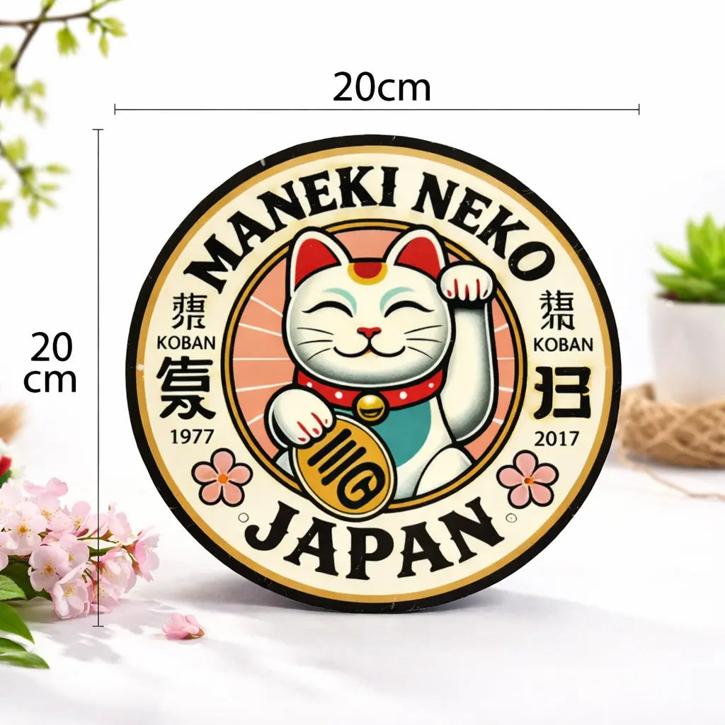 Plaque Murale Japonaise Neko - 20 cm Yoka