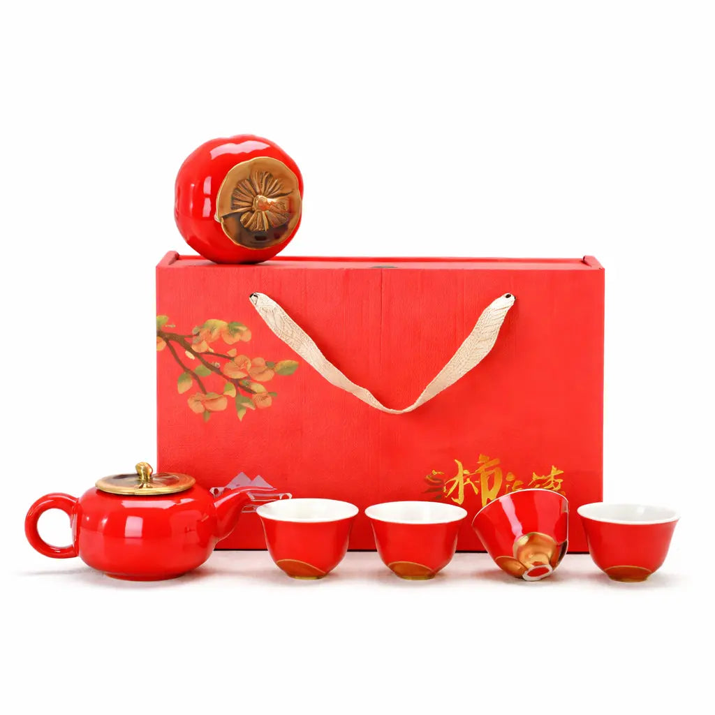 Service à Thé Japonais en Céramique Rouge Yoka
