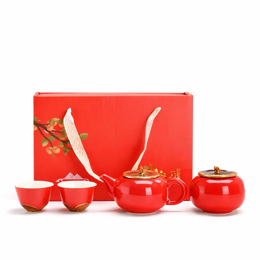 Service à Thé Japonais en Céramique Rouge Yoka