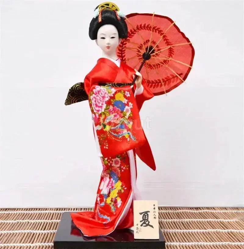 Figurine Geisha Ombrelle Rouge Yoka