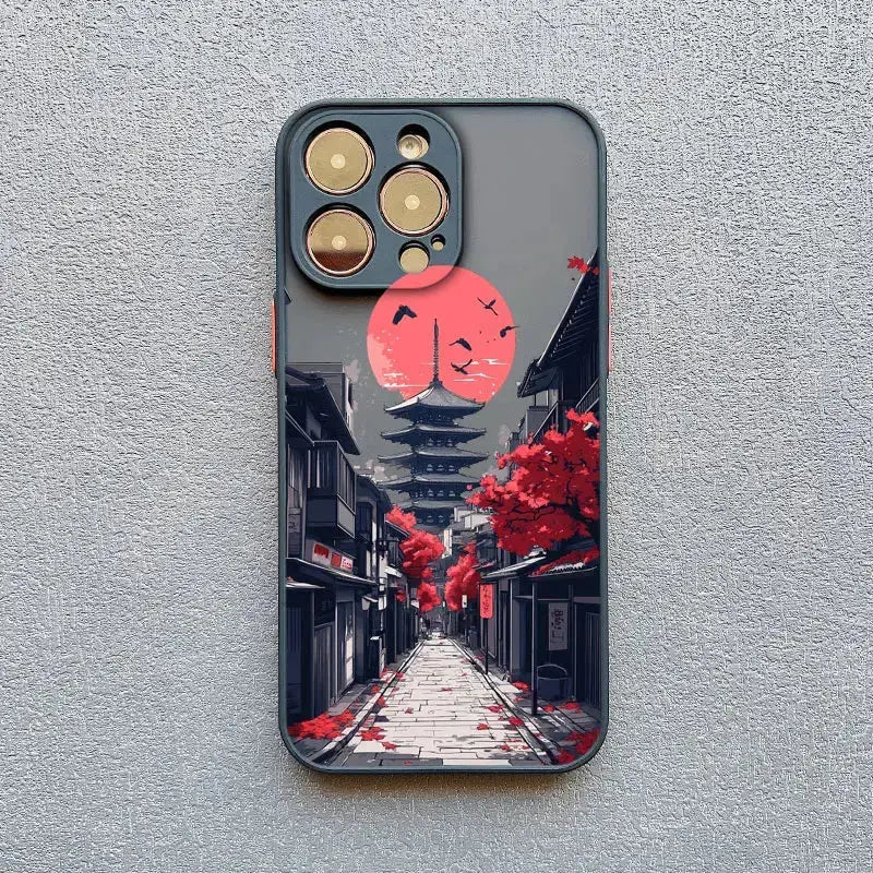 Coque Téléphone Temple Japonais Noir Yoka