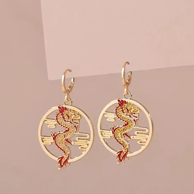 Boucles d'Oreilles Dragon Doré Yoka