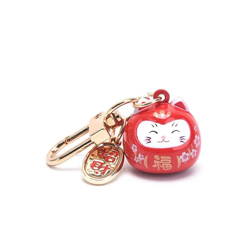 Porte-Clés Japonais Maneki Neko Rouge - Yoka